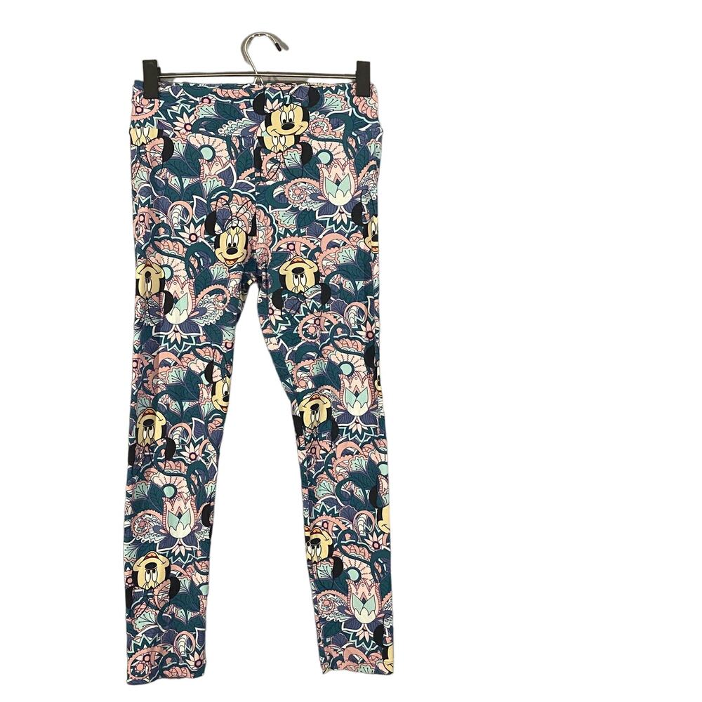 LuLaRoe X Disney Blue Multi-color Minnie Mouse Casual Leggings Women Sz OS
